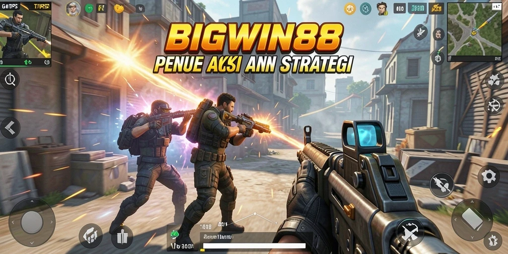 Screenshot game BIGWIN88 menampilkan aksi seru dalam pertempuran TPS.