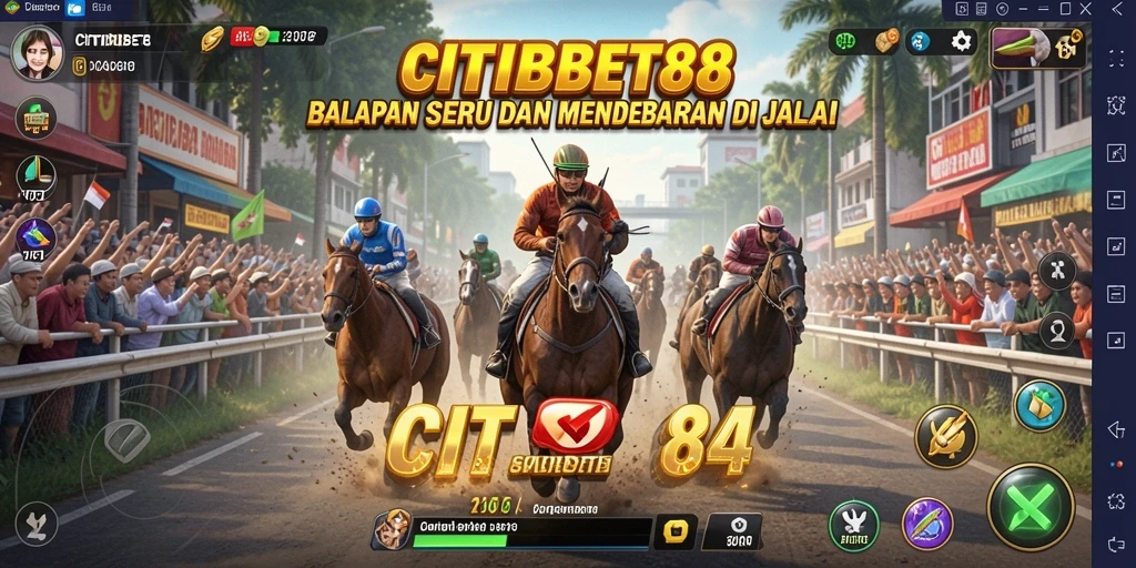 Tangkapan layar gameplay CITIBET88 dengan mobil balap di trek menantang.