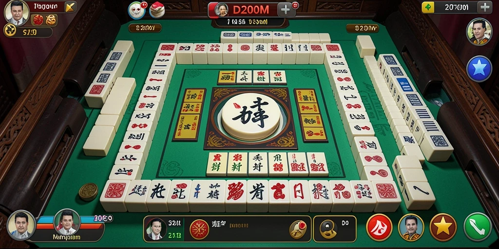 Screenshot gameplay D200M menampilkan pengalaman Mahjong yang menakjubkan.