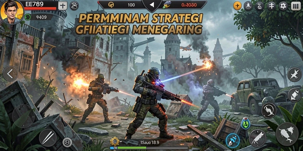 Tampilan gameplay strategis yang intens dalam EE789.