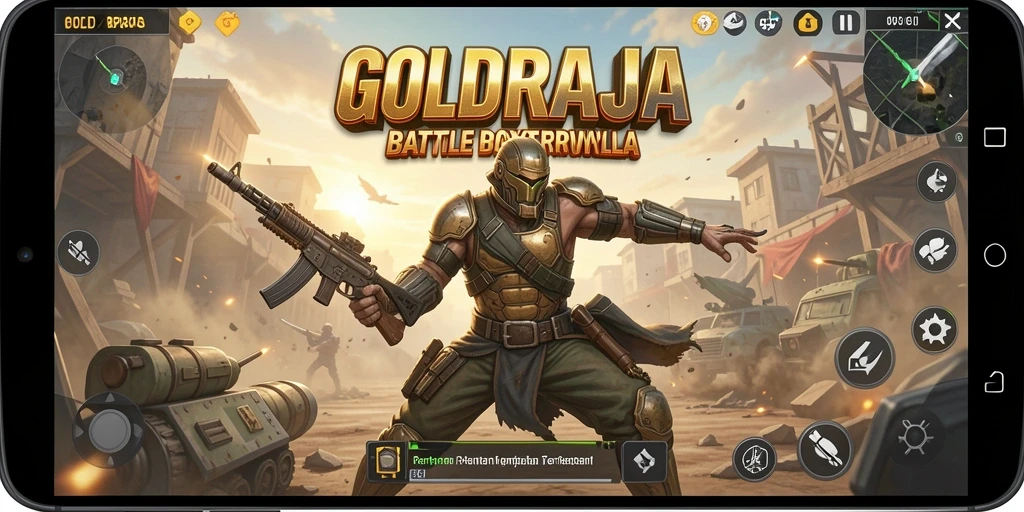 Tampilan gameplay mendebarkan dari pertempuran di GOLDRAJA.