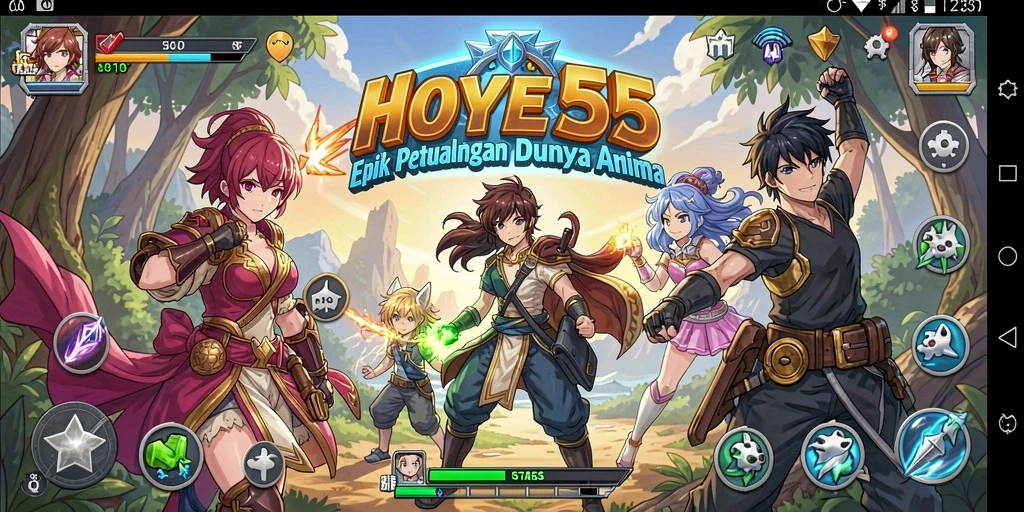 Gameplay seru HOYE55 dalam dunia anime yang fantastis.