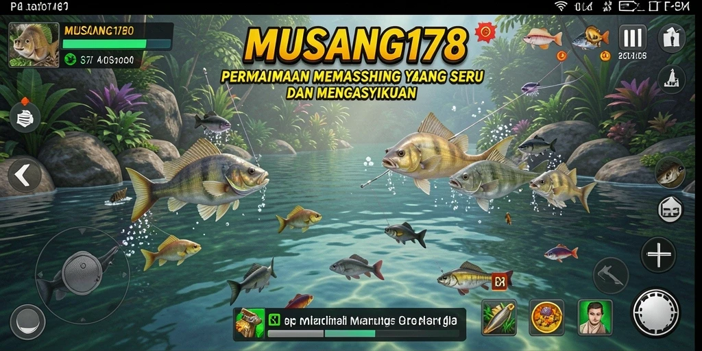 Screenshot gameplay MUSANG178 yang menggambarkan pengalaman memancing yang intens.