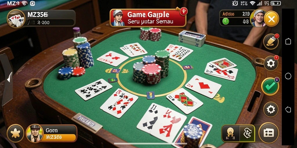 Screenshot gameplay Gaple MZ356 yang seru dan interaktif.