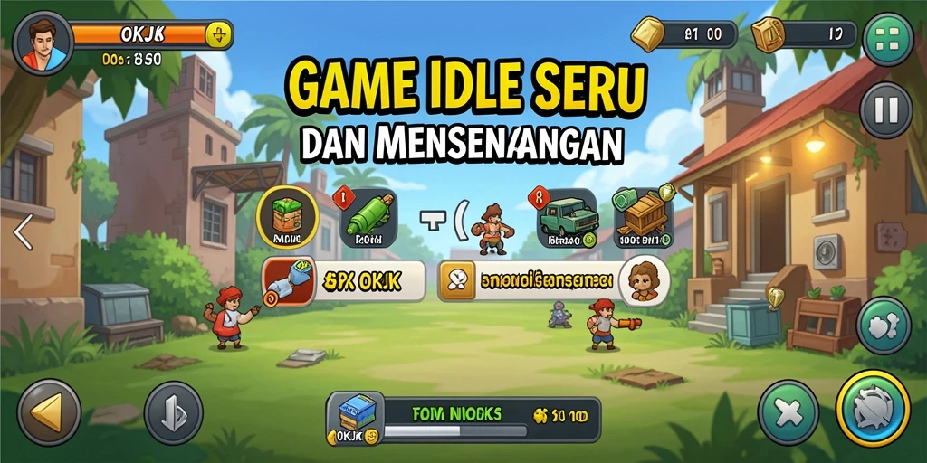 Tampilan gameplay OKJK yang menarik dengan berbagai karakter Idle yang berkembang.