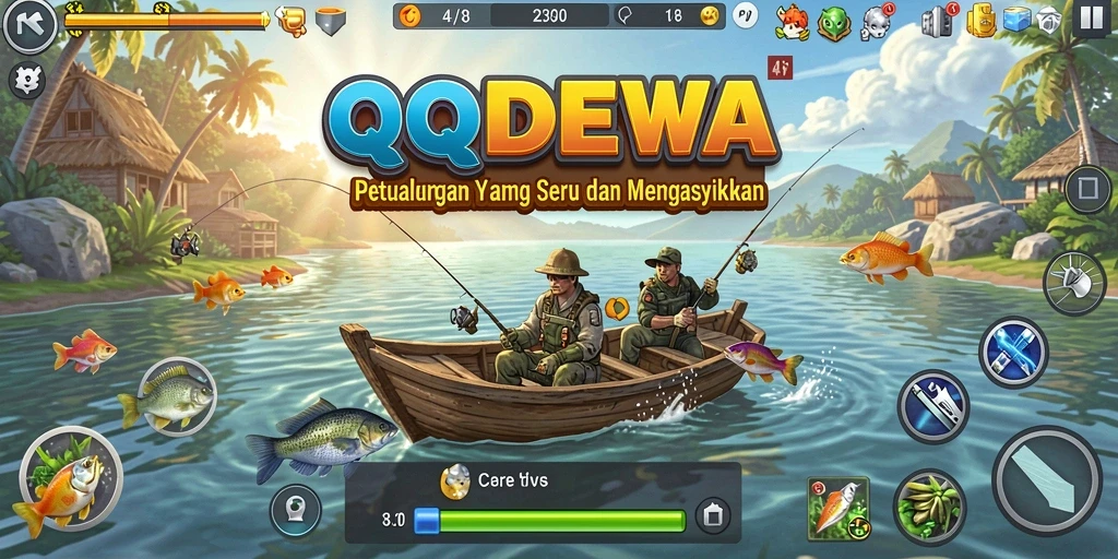 Tampilan memukau gameplay memancing di QQDEWA dengan berbagai ikan.