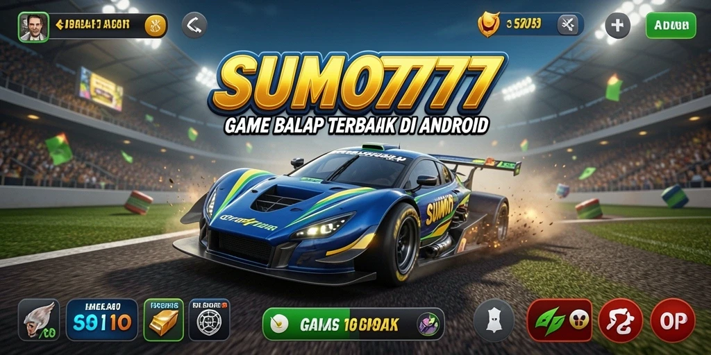 Screenshot utama game SUMO777 menampilkan aksi balap yang mendebarkan.